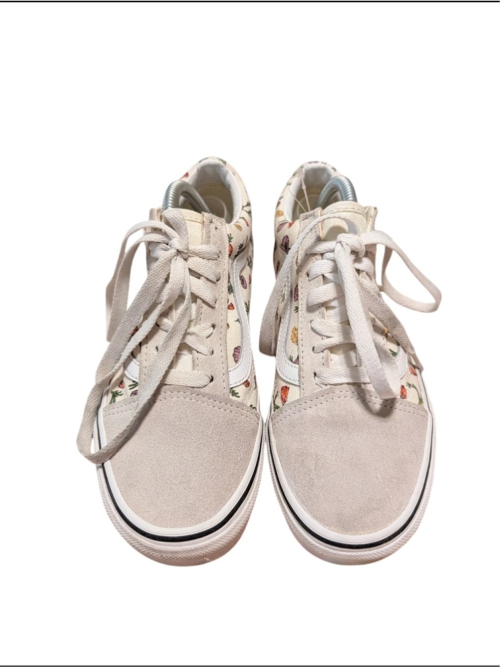 Women's Low-Top Sneakers Cream Floral Print - Picture 5 of 7